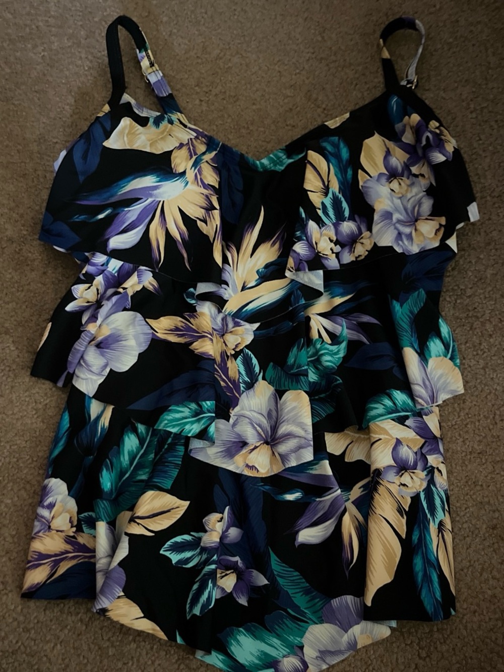 Floral Ruffle swim top